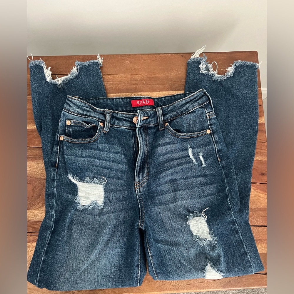 Guess Women's Ripped Dark Blue Jeans